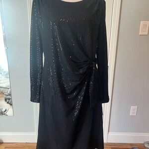 Clara Sun Woo Black Sequin Long Sleeve Dress